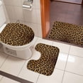 thumbnail image 4 of Brown Leopard Print Bath Mat 3 Piece Bathroom Rug Set, Classic Abstract Animal Patterned Non Slip Bath Rug Contour Mat and Toilet Lid Cover, Absorbent Shower Mats Soft Bath Rugs and Mats Sets, 4 of 8