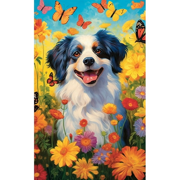 jigsaw puzzles 50 pieces for adults Dog, flower, Butterflies Formation wooden Challenging Puzzles Perfect for Game 7.9'' x 5.9''