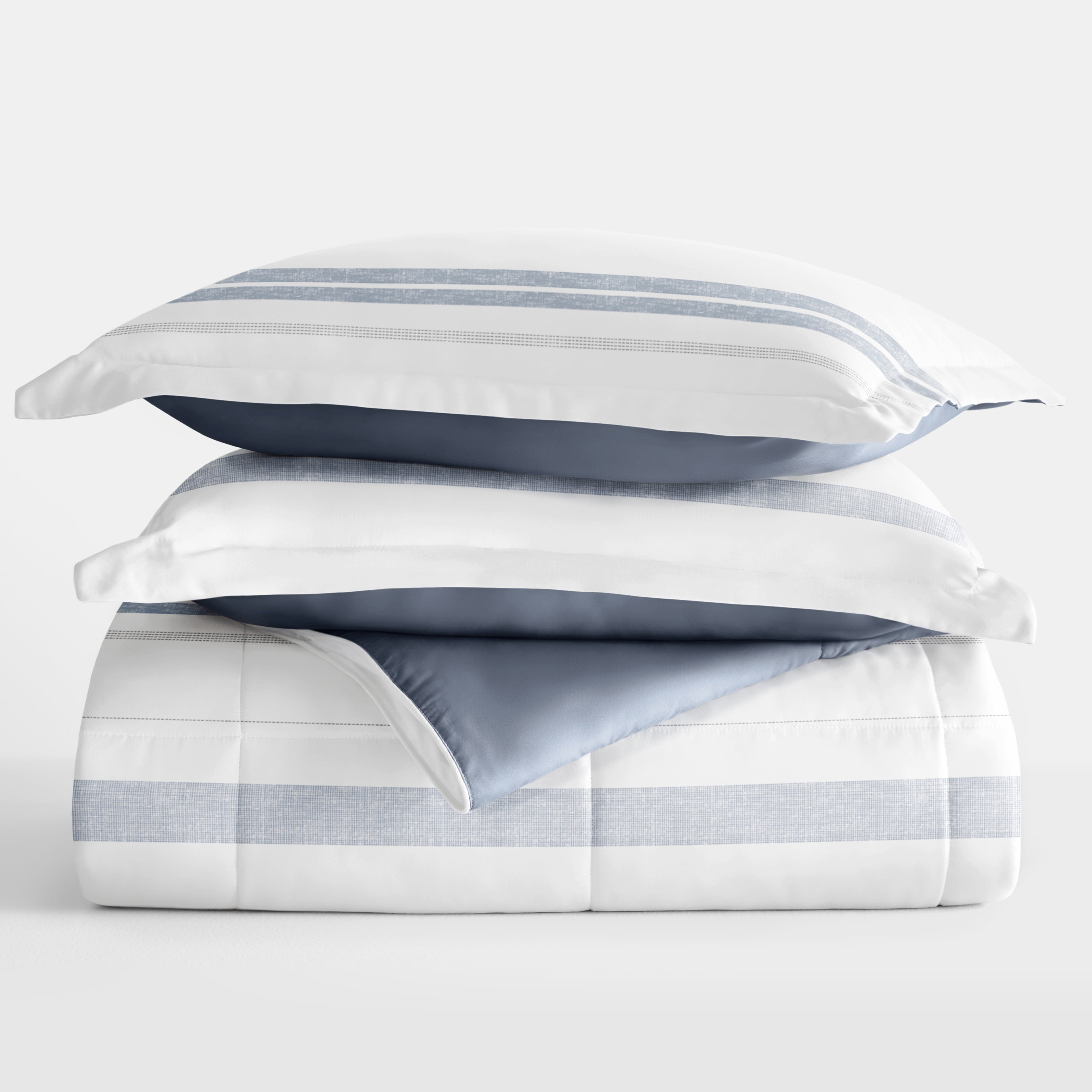 All Season Ultra Soft Comforter Set Lightweight Bedding in Stitched Stripe for Full/Queen Size by Comfort Canopy