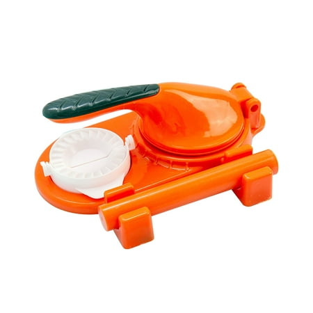 

HZEWLS 2-in-1 Dumpling Skin Maker Mold Manual Pressing Dough Tool with Rolling Stick (Orange)
