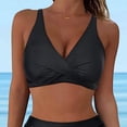 thumbnail image 3 of TOWED22 Womens Swimsuit Tops Only Push Up Swim Top Twist Front Bikini Tops without Buttoms Sport Bra Bathing Suits Tops Solid Padded Tankini Tops(Black,M), 3 of 5
