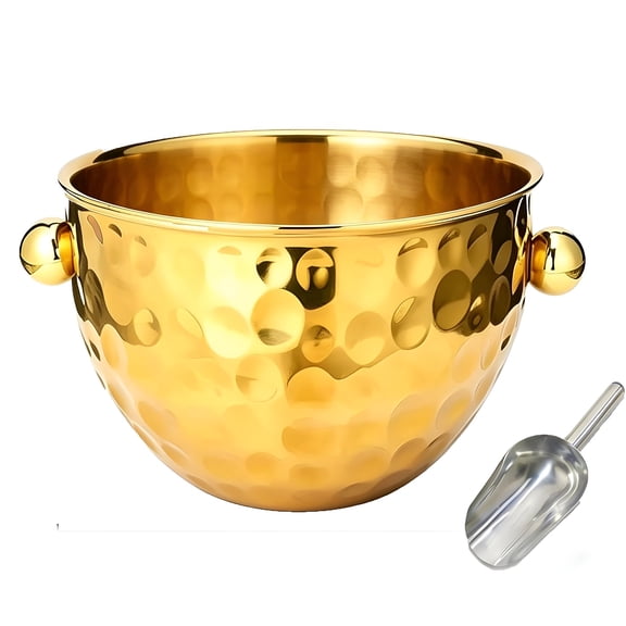 ACDANC Ice Bucket 6.6L Stainless Steel Champagne Bucket with Scoop Party Beverage Tub | Large insulated ice bucket with hammered finish champagne drinks cold for parties bars and events.