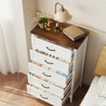 thumbnail image 6 of Lofka 5-Drawer Dresser for Bedroom, 45" Tall Farmhouse Rustic White Wood Chest with Wide Metal Handles - Bedroom Organizer, 6 of 11