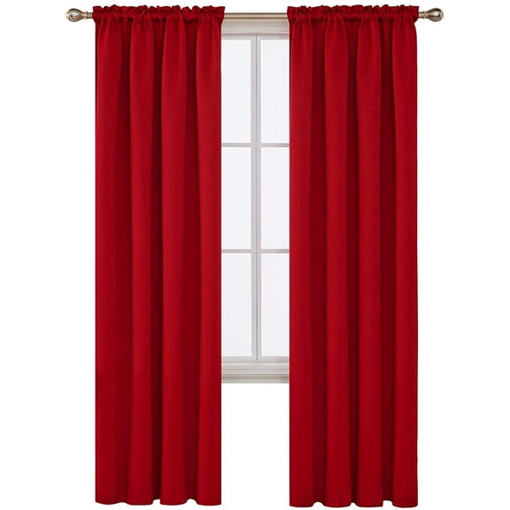 One Bridget Crushed Satin Curtain Panel, 54" Wide x 84" Long, Red