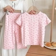 thumbnail image 2 of EYWGYA Ensembles de Vêtements pour Filles, Ensemble de Pyjama Floral 2 Pcs pour Filles, T-Shirt Imprimé à Manches Courtes Col Ras du Cou et Shorts Assortis pour Vêtements de Nuit, 2 of 5