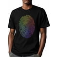 thumbnail image 6 of Colorful Fingerprint Men's T Shirts T-Shirt for Men Crew Neck Tees Cotton Tops, Black, M, 6 of 7