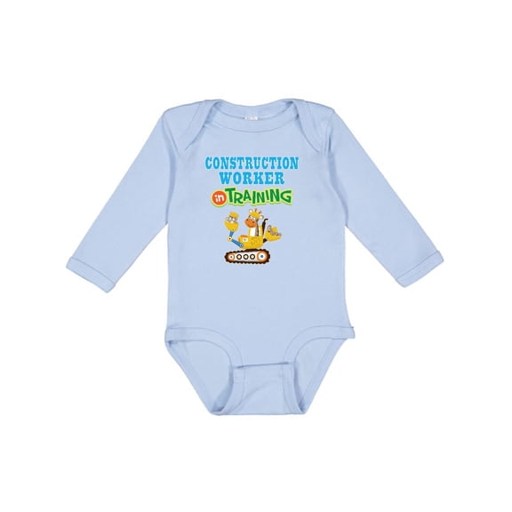 Inktastic Construction Worker in Training Boys or Girls Long Sleeve Baby Bodysuit