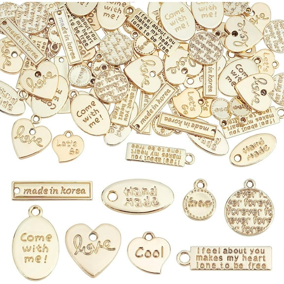 80pcs Inspirational Charms Pendants Alloy Word Charms Pendants Keychain Accessories Charms Jewelry Making Accessories
