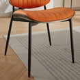 thumbnail image 5 of Mid Century Modern Dinning Chairs Set of 2, Artificial Leather Upholstered Accent Chair with Walnut Bentwood Back and Metal Legs for Kitchen Living Room Dining Room, Orange, 5 of 8