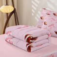 thumbnail image 5 of Manfei American Rugby Ball Pattern Zipper Queen Comforter Set with Fitted Sheet and 2 Pillowcases,Fashion Bow Print Zipper Bedding Set,Pink Reversible,4 Pieces, 5 of 7