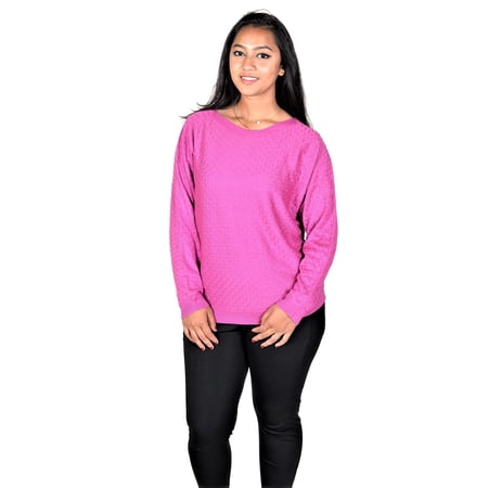 RWB Womens Viscose Acrylic Fine Knit Cable Sweater Maroon Small