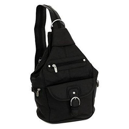 roma leathers - womens leather convertible 7 pocket medium size tear drop sling backpack purse ...