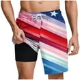 thumbnail image 2 of LEKWK Plus size Mens Swim Shorts 2 In 1 With Compression Liner Swim Shorts Patriotic Flag Print Graphic Swimming Trunks Athletic Vacation Wear, 2 of 6