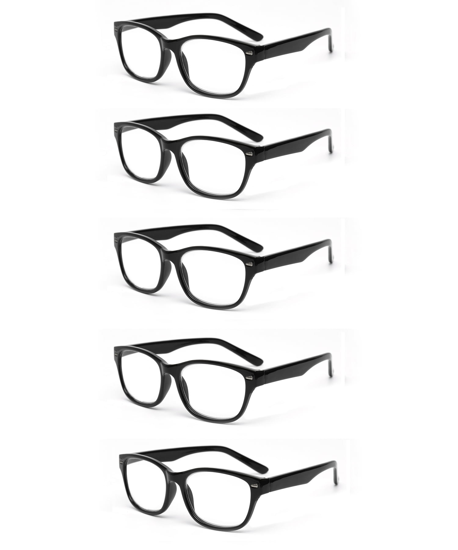 EYE ZOOM 5 Pack Retro Style Plastic Frame Reading Glasses for Men and