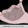 thumbnail image 6 of Wingslove Women's Sexy 1/2 Cup Lace Bra Balconette Mesh Underwired Demi Shelf Bra Unlined See Through Bralette,Pink 36C, 6 of 9