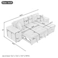 thumbnail image 3 of 104.5Inch Modular Sectional Sofa, Convertible Pull Out Sleeper Sofa with 2 Stools and Storage Chaise, 3 Seats L-shaped Comfy Couch for Living Room and Office, Cream, 3 of 9