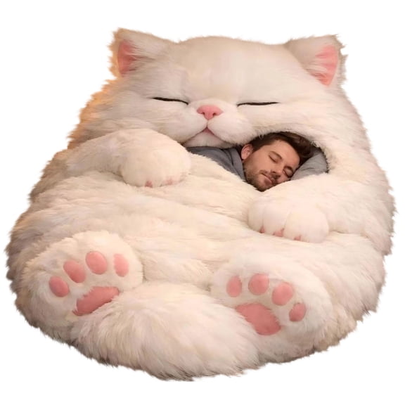 Adorable Cats Envelopes Sleeping Bag for Adults, Fluffy Plush Sleeping Bag 68x31 Inches, Warm & Comfortable for Camping & Indoor Use, Machine Washable