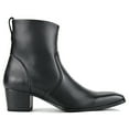 thumbnail image 2 of OSSTONE Dress Boots Chelsea Designer Boots for Men Zipper-up Leather Microfiber Casual Heel Shoes JY016-CQ-7 Black, 2 of 6