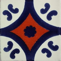 4.2x4.2 Blue Diamond Talavera Mexican Tile, Set of 9 pcs