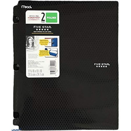 Mead Five Star Snap-in Plastic File Folder, Black