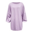 thumbnail image 5 of AXXD Pink Basic Crewneck Sweatshirts Women Summer 2024 Trendy Casual Solid Color Long Sleeved Round Neck Medium Length Hoodie, 5 of 6