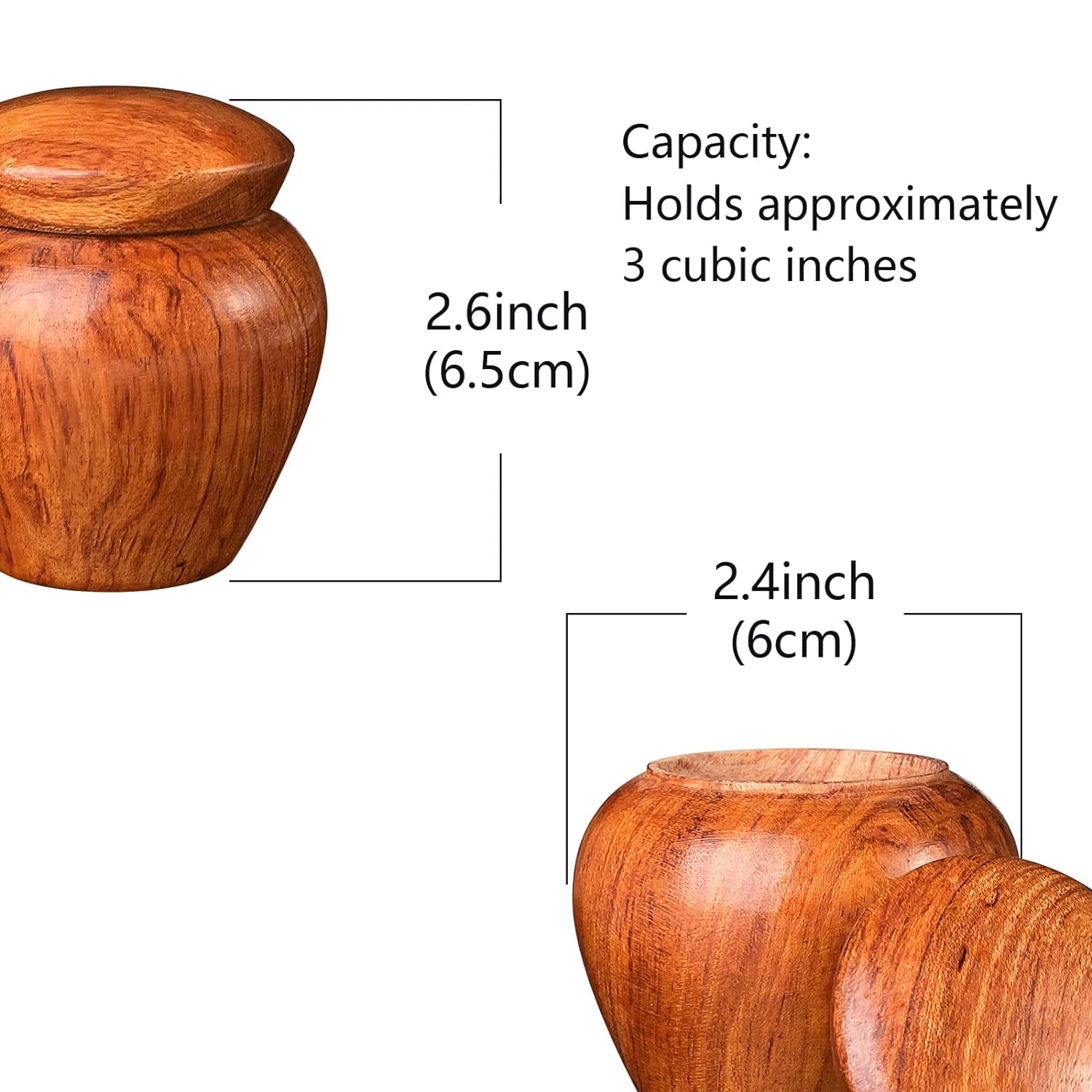 2 Pcs Small Urns for Human Ashes, Keepsake Urns Pet Ashes, Mini Wood Grain Memorial Urn for Loved Ones Ash Storage, Hold 4.5 Cubic Inches of Ashes(Rosewood