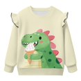 thumbnail image 5 of Yuyamidu Dinosaur Sweatshirt for Girls 4T 5T Cute Crewneck Sweatshirts Graphic Y2K Ruffle Shoulder Long Sleeve Top Lightweight Cozy Workout Pullover Casual Outfits, 5 of 8