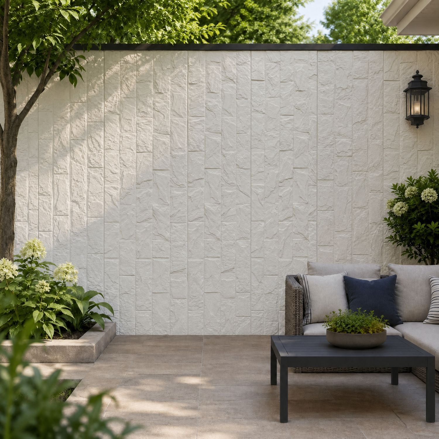 Easy4Home 4Pcs 48"x24" 3D Faux Stone Wall Panels Imitation Decorative Wall Tiles for Interior Wall Decor, Ivory White