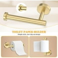 thumbnail image 4 of Brushed Gold Towel Bar Set 10 Pieces Round Bathroom Hardware Set Includes 23.6in Towel Bar Towel Ring Toilet Paper Holder Towel Hooks Stainless Steel Wall-Mounted Bathroom Towel Holder Set, 4 of 14