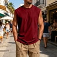 thumbnail image 2 of Mens Workout Tank Tops Summer Sleeveless Tee Shirts Casual Stylish Gym Muscle Shirt Loose Fit for Basketball Wine XXL, 2 of 6