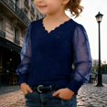 thumbnail image 4 of WOYY Toddler Girls Sparkly Sequins Mesh Long Sleeve Blouse V Neck Party Shirt, Sizes 4-5T, 4 of 8
