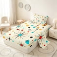 thumbnail image 2 of Manfei Mid-Century Atomic Starburst Twin Sheets, Abstract Theme Bedding, Beige Red Blue Black, Gray Reversible 3pcs1 Flat Sheet + 1 Fitted Sheet + 1 Pillowcase, 2 of 6
