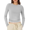 thumbnail image 1 of T-Shirts pour Femmes 2025, T-Shirts Femmes, Hauts Ajustés pour Femmes Longs pour Femmes Manches Longues Col Rond Ensemble de Chandail Court Femmes Haut Tee-Shirt T-Shirt de Sport de Base pour Femmes Uni Serré Coupe Ajustée, 1 of 6
