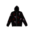 thumbnail image 2 of TRKIYQC Sudaderas con Capucha de Manga Larga Negras para Mujer con Bolsillo, Estampado Geométrico de Diamantes de Imitación con Cremallera Abrigo Deportivo TRKIYQC moda, 2 of 8