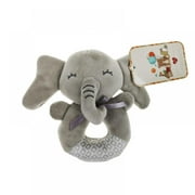 Plush Stuffed Animal Gray Elephant Soft Ring Rattle