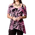 thumbnail image 1 of Minnieouse Blusa de manga corta con cuello en V y hombros descubiertos con dobladillo irregular estampado tie-dye para mujer Prendas para la parte del cuerpo Rosa S Minnieouse AP002269-17, 1 of 3