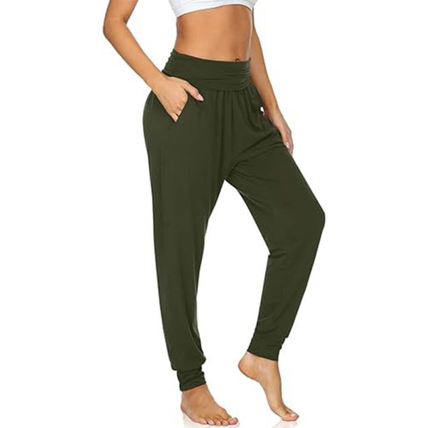 WILLBEST Pantalones Deportivos Casuales para Mujer, Cómodos, de Color Liso, con Bolsillos, para Hacer Ejercicio y Estar En Casa. Pantalones Holgados para Yoga y Running. Mediana