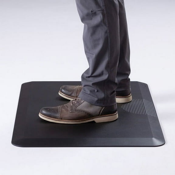 Safco Movable Anti-Fatigue Mat Floor - 36" Length x 24" Width x 1" Thickness - Rectangle - Black
