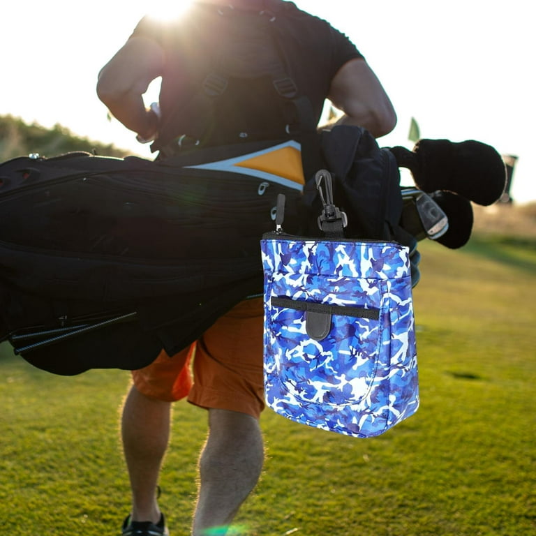 Durable Golf Ball Bag Pouch Golf Accessory Golfer Gifts Waist Sack  Collector Golf Tee Holder Small Polyester Lightweight Portable Blue 