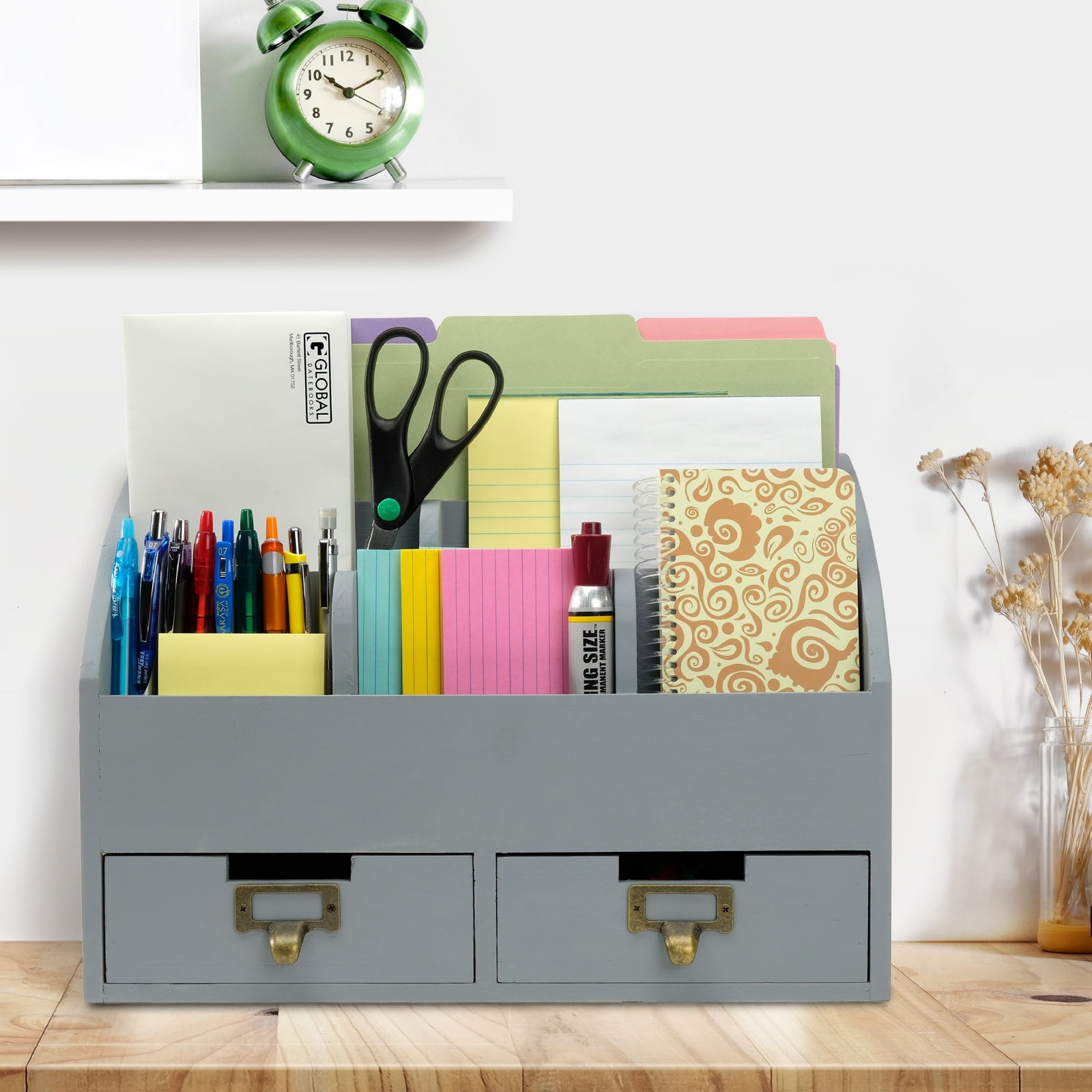 Excello Global Products Rustic Wood Office Desk Organizer - Gray - EGP-HD-0430