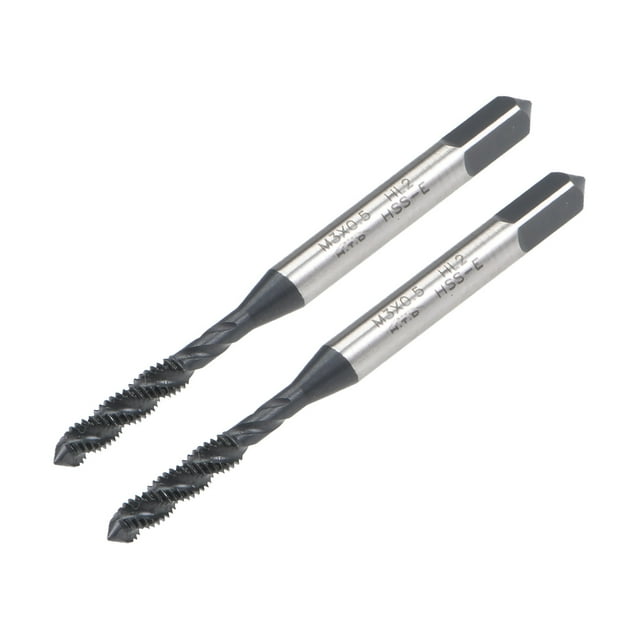 Unique Bargains Robinet à Flûte Spirale M3 x 0.5, Robinet de Machine Métrique Enduit de Nitridation HSS, Tige Ronde avec Extrémité Carrée, 2 Pcs