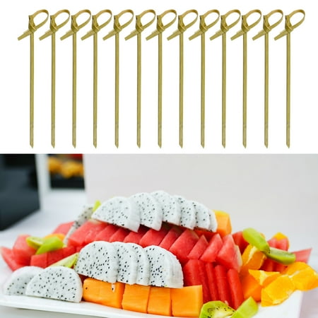 

Fairnull 100Pcs/Bag Cocktail Picks Disposable No Burr Bamboo Olive Dessert Toothpicks for Bar