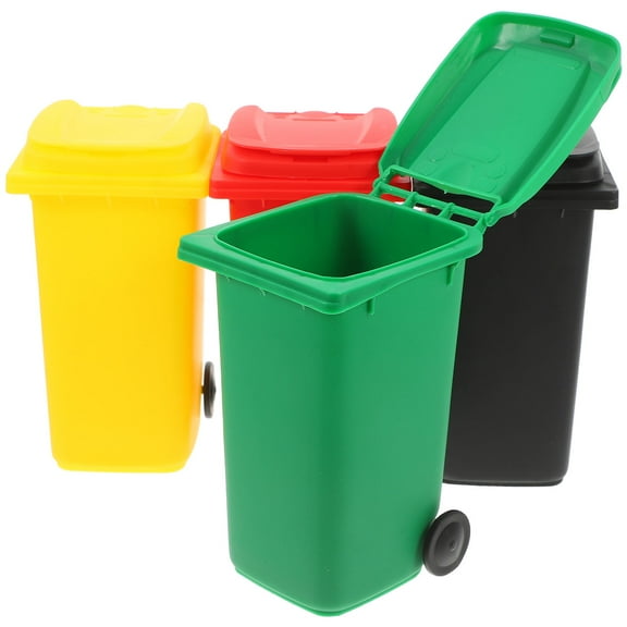 KONTONTY 4pcs Cute Mini Trash Can Pencil Pen Holder Plastic Pencil Container For Office Small Countertop Trash Can Pencil Containers For Pens And Crayons
