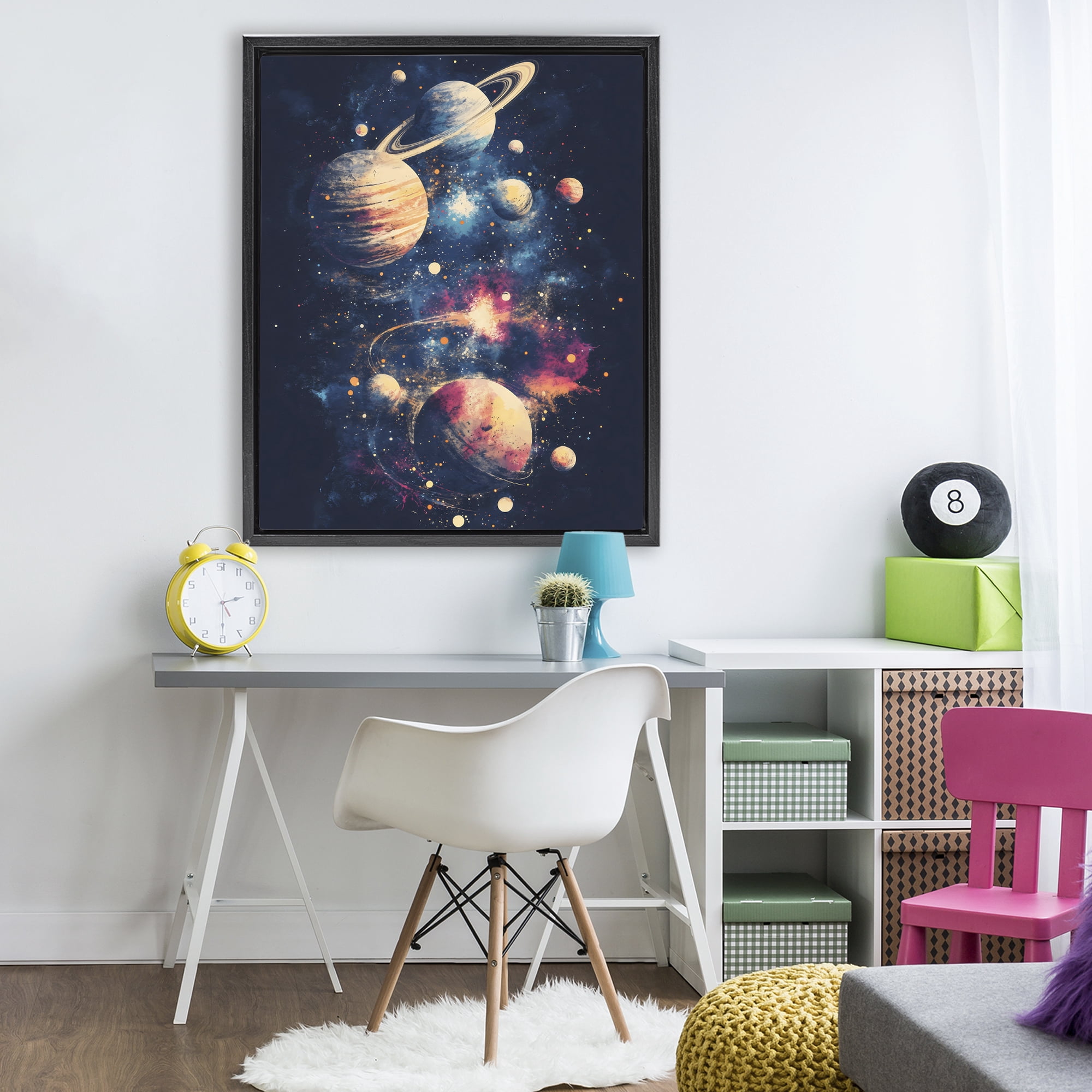 Stupell Industries Cosmic Planet Curiosities Black Framed Floater Canvas Wall Art, design by Creative Studio