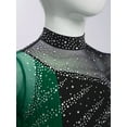 thumbnail image 4 of Doomiva Kids Girls Shiny Rhinestone Figure Ice Skating Dress Long Sleeve Ballet Lyrical Dance Dress for Performance Black Green 16, 4 of 7