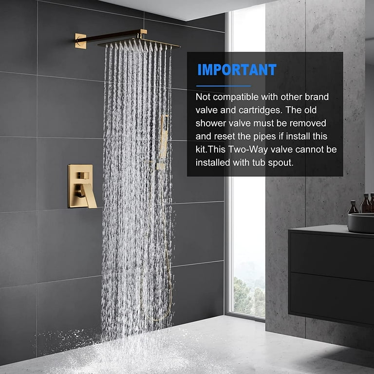 NERDON Shower System, 12 Inch Matte Black High Pressure Rain Shower Head  with Handheld, Wall Mounted Mixer Shower Combo Set, Bathroom Rainfall Shower  head Shower Faucet Brass Shower Valve and Trim 