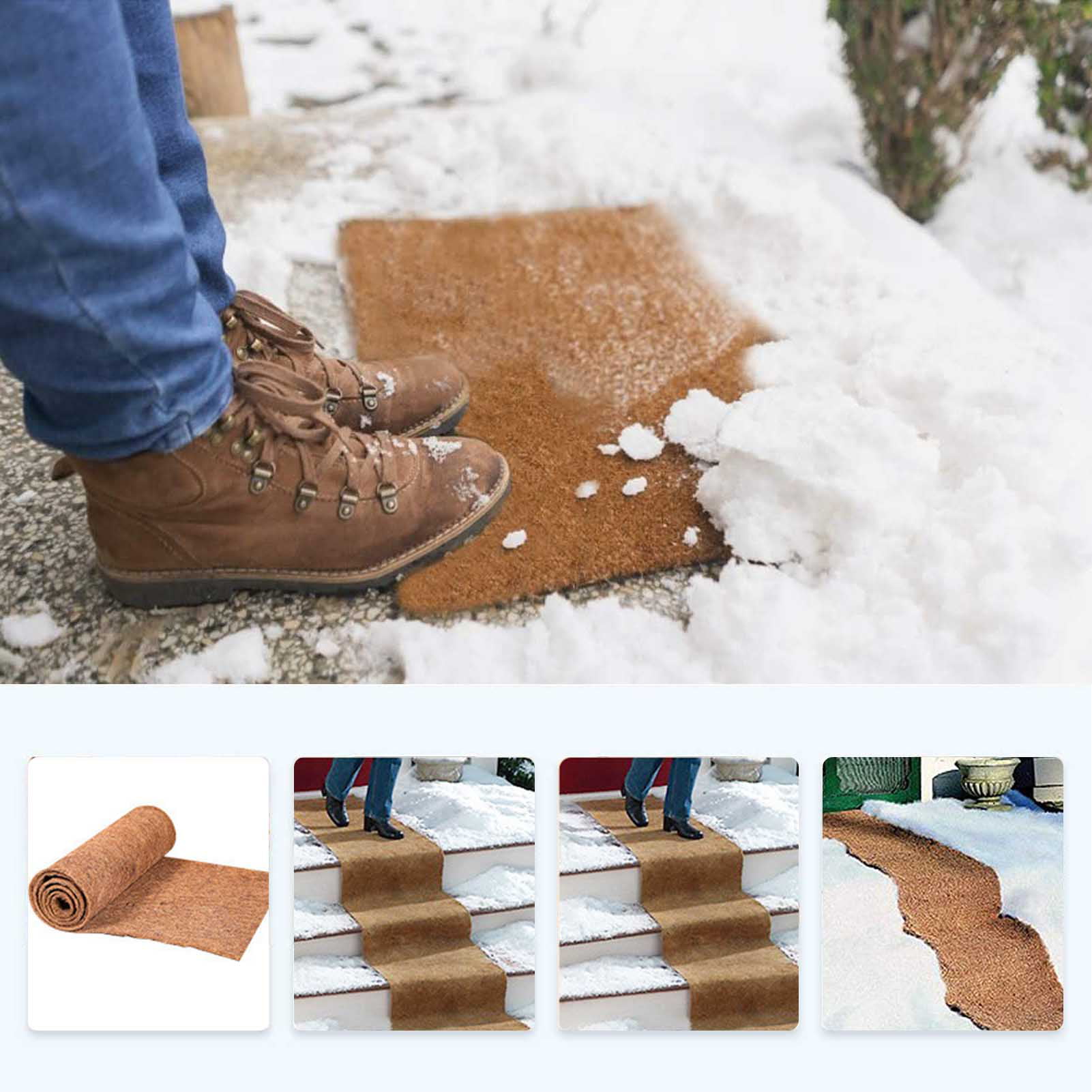 Riare 2 Pack 16 × 80 Inch No-Slip Ice and Snow Carpet Mats- Waterproof  Outdoor Coconut Fiber Carpet Anti-Slip Coir Carpet Runner for Walkways,  Front