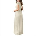 thumbnail image 4 of Women's Short Sleeve Loose Plain Empire Waist Maxi Dresses Casual Long Dresses with Pockets, 4 of 5