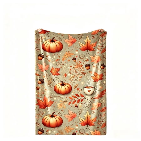 Autumns Thanksgiving Flannel Throw Blanket 5 Cute Fall Patterns Plushs Blanket 70x100cm For Sofa Bed Camping Warm Light Weight Cover