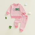 thumbnail image 5 of Baby Girl Knit Outfit Set Farm Animal Embroidery Long Sleeve Top with Striped Pants Two Piece Toddler Fall Clothing for Girls, 5 of 8